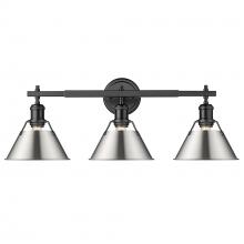  3306-BA3 BLK-PW - Orwell 3-Light Vanity Light in Matte Black with Pewter